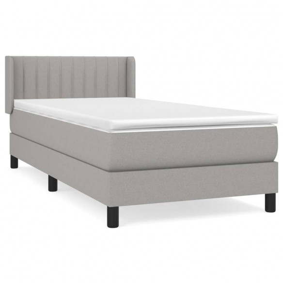 Sommier à lattes de lit avec matelas Gris clair 100x200cm Tissu