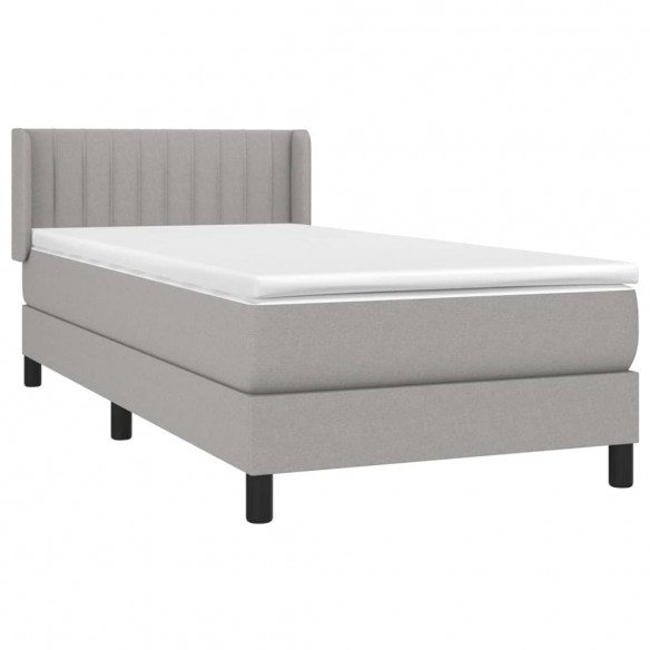 Sommier à lattes de lit avec matelas Gris clair 100x200cm Tissu