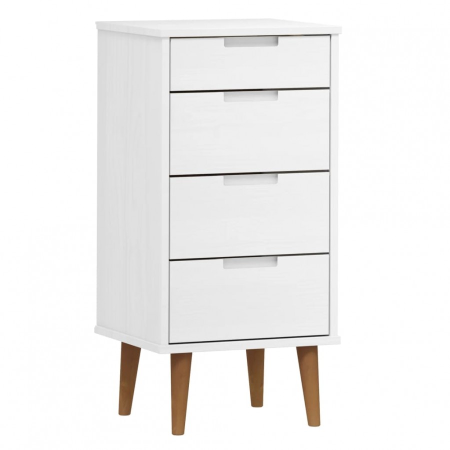 Commode MOLDE Blanc 40x35x82 cm Bois de pin massif Commode MOLDE Blanc 40x35x82 cm Bois de pin massif