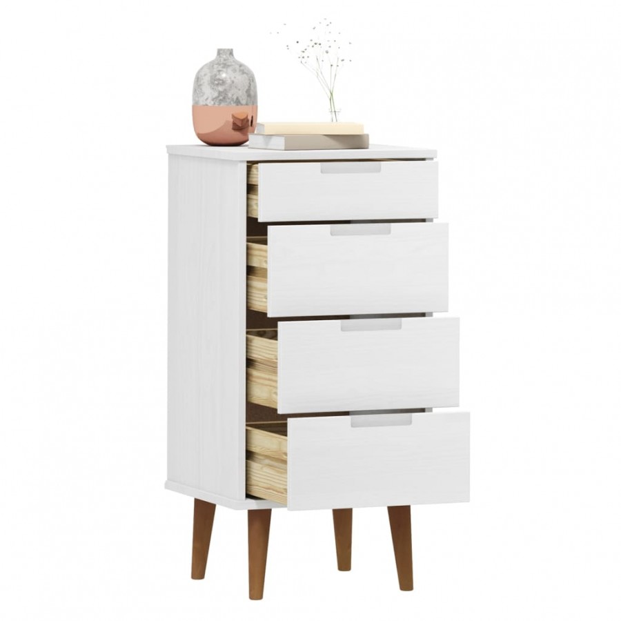 Commode MOLDE Blanc 40x35x82 cm Bois de pin massif Commode MOLDE Blanc 40x35x82 cm Bois de pin massif