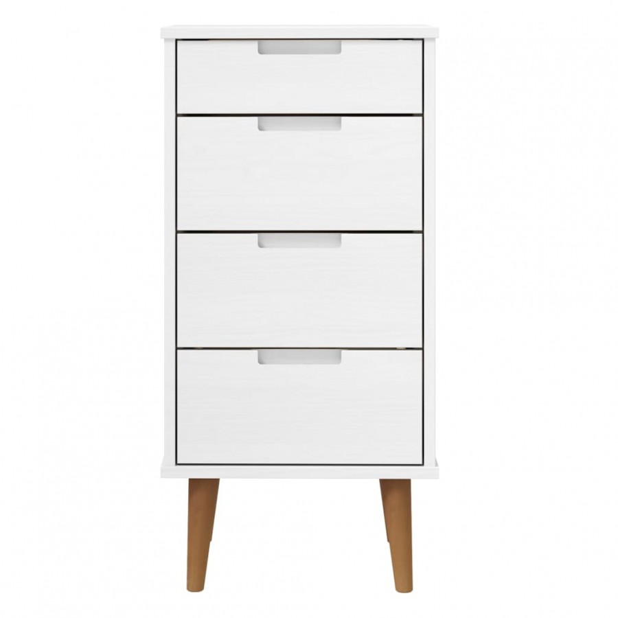 Commode MOLDE Blanc 40x35x82 cm Bois de pin massif Commode MOLDE Blanc 40x35x82 cm Bois de pin massif