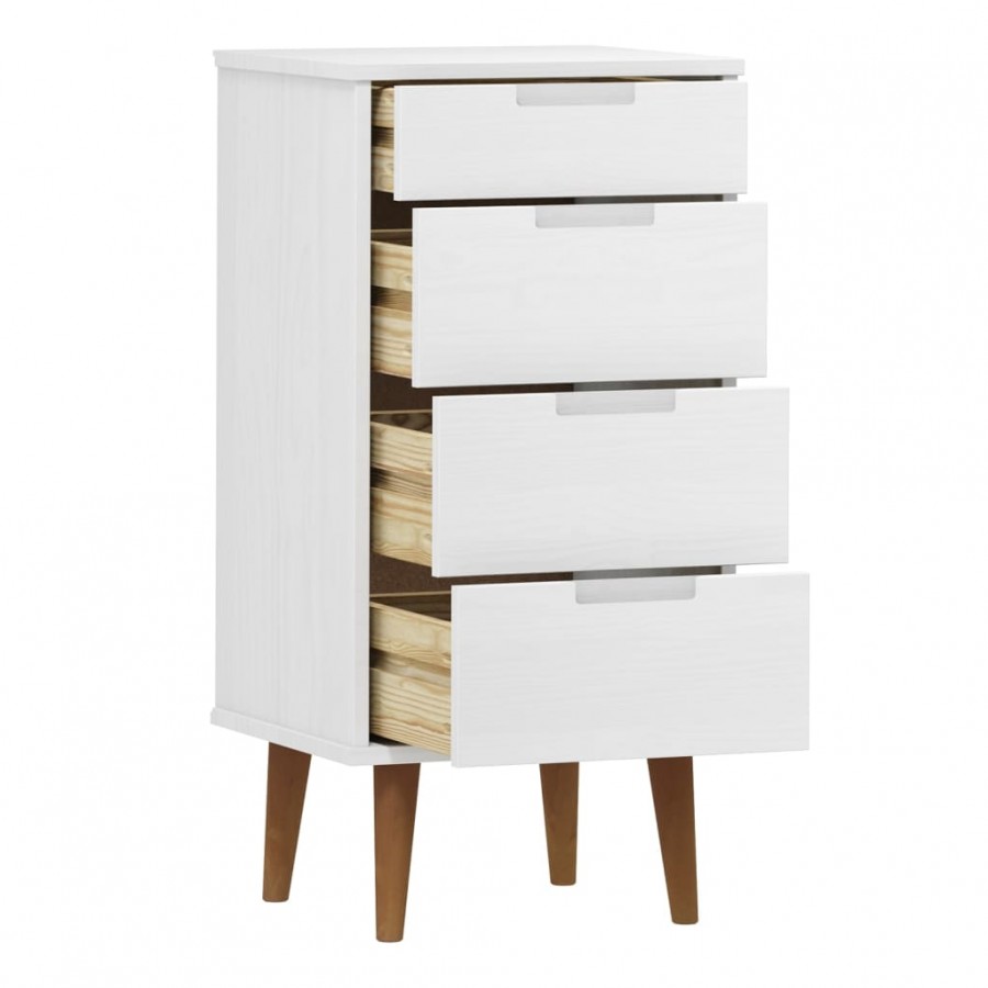 Commode MOLDE Blanc 40x35x82 cm Bois de pin massif Commode MOLDE Blanc 40x35x82 cm Bois de pin massif