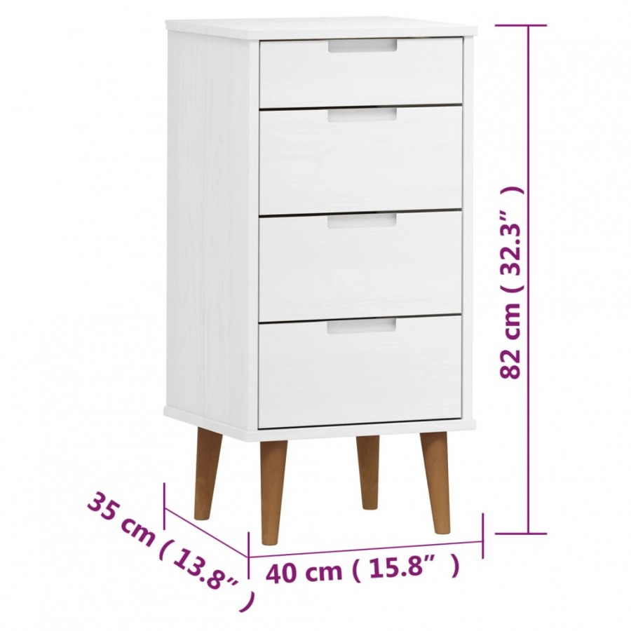 Commode MOLDE Blanc 40x35x82 cm Bois de pin massif Commode MOLDE Blanc 40x35x82 cm Bois de pin massif