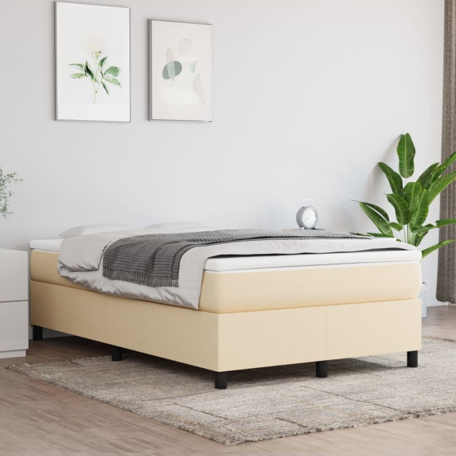 Cadre de lit avec matelas Crème 120x200 cm Tissu