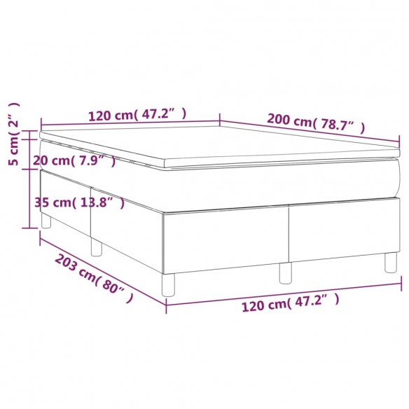 Cadre de lit avec matelas Crème 120x200 cm Tissu