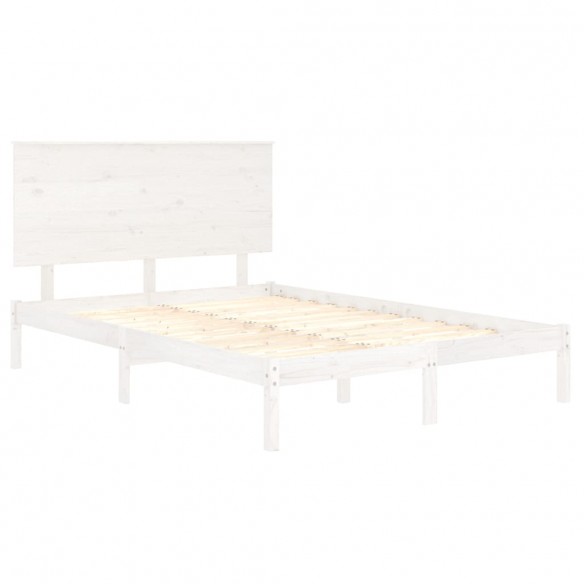 Cadre de lit Blanc Bois de pin massif 140x200 cm