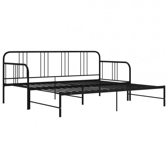 Cadre de canapé-lit extensible Noir Métal 90x200 cm