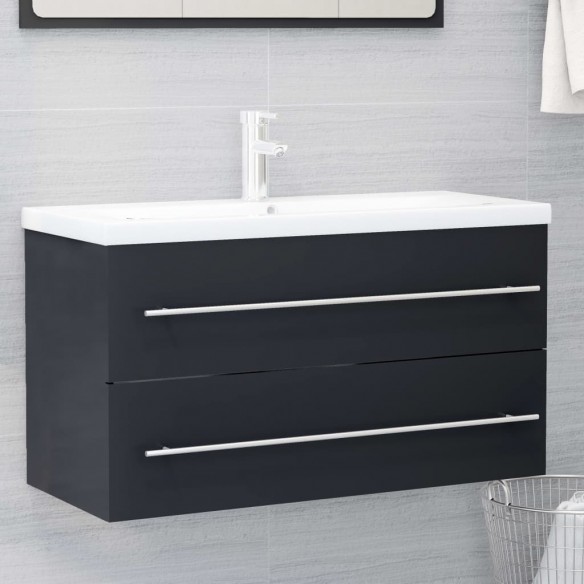 Ensemble de meubles de salle de bain 2 pcs Gris Aggloméré