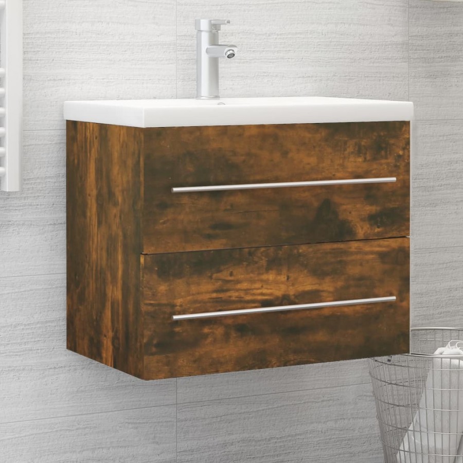 Armoire de lavabo Chêne fumé 60x38,5x48 cm Bois d'ingénierie