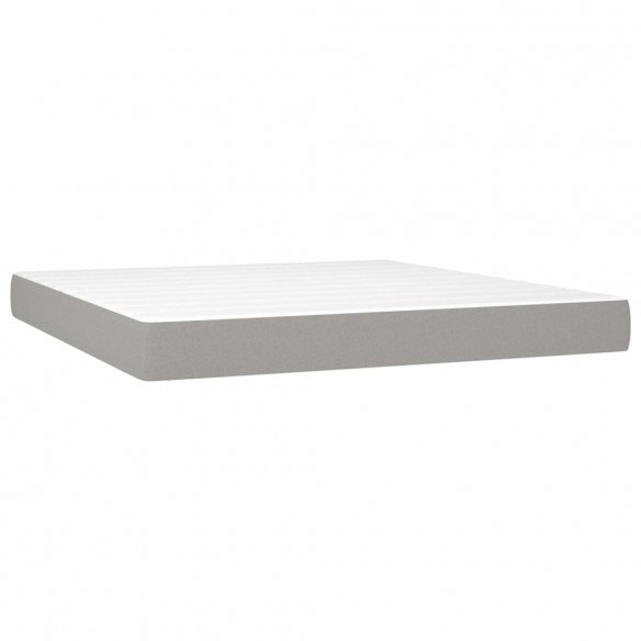 Cadre de lit avec matelas Gris clair 160x200cm Tissu