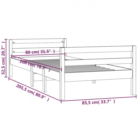 Cadre de lit Blanc 80x200 cm Bois de pin massif