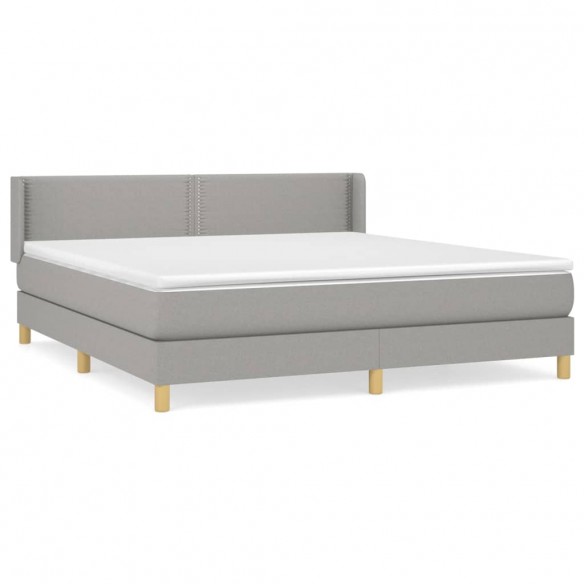 Cadre de lit avec matelas Gris clair 180x200cm Tissu