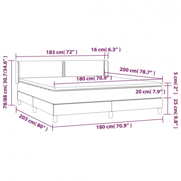 Sommier à lattes de lit avec matelas Gris clair 180x200cm Tissu