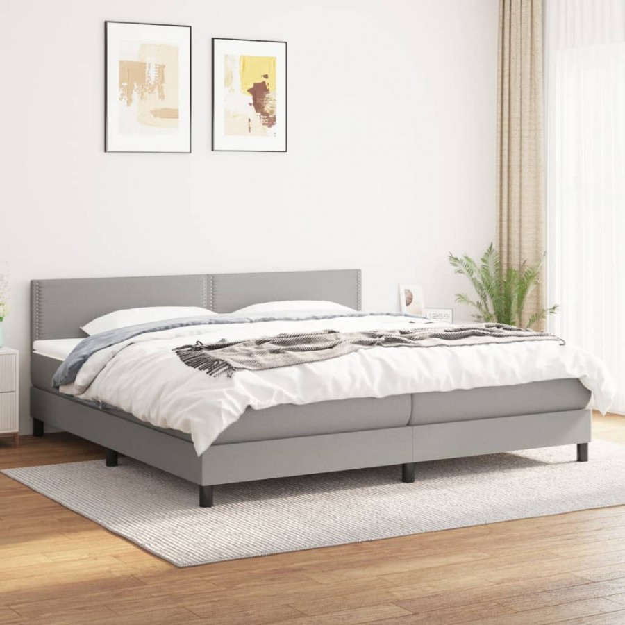 Cadre de lit avec matelas Gris clair 180x200cm Tissu