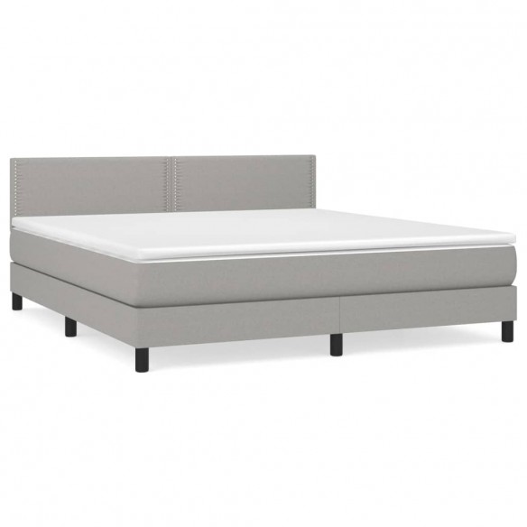 Sommier à lattes de lit avec matelas Gris clair 180x200cm Tissu