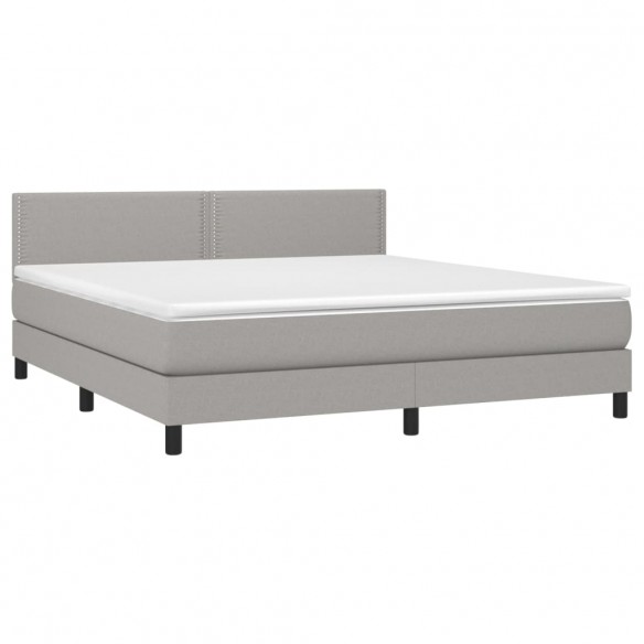 Sommier à lattes de lit avec matelas Gris clair 180x200cm Tissu