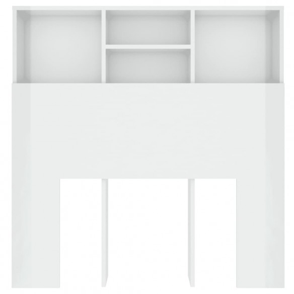 Armoire de tête de lit Blanc brillant 100x19x103,5 cm