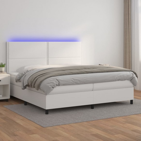 Cadre de lit matelas LED Blanc 200x200 cm Similicuir