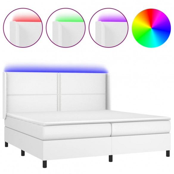 Cadre de lit matelas LED Blanc 200x200 cm Similicuir