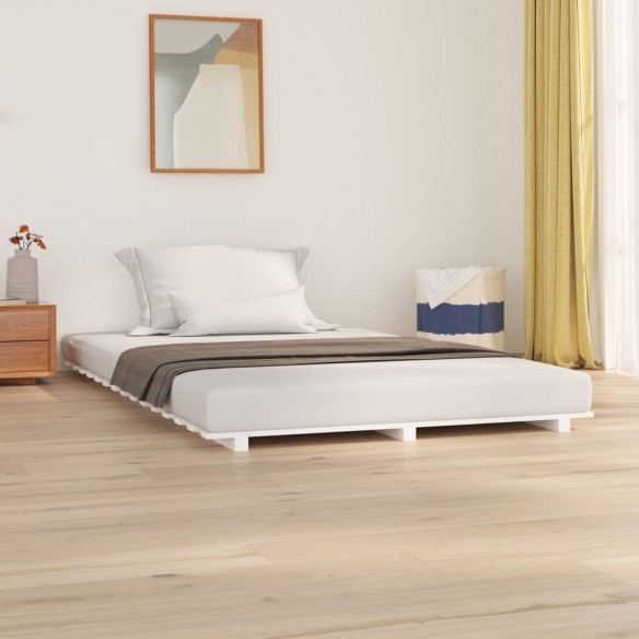 Cadre de lit blanc 140x190 cm bois de pin massif