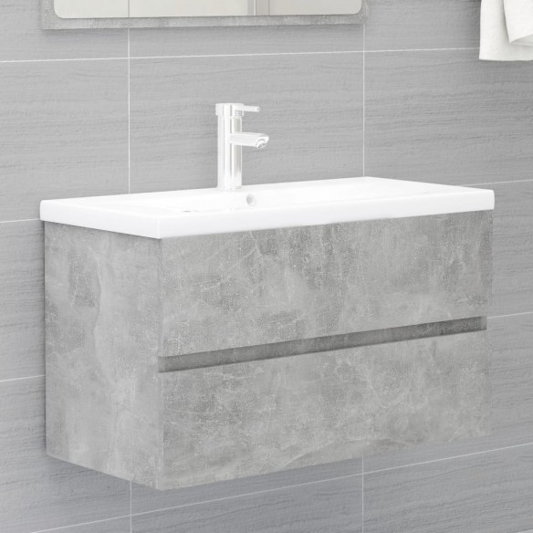 Ensemble de meubles de salle de bain 2 pcs Gris béton Aggloméré