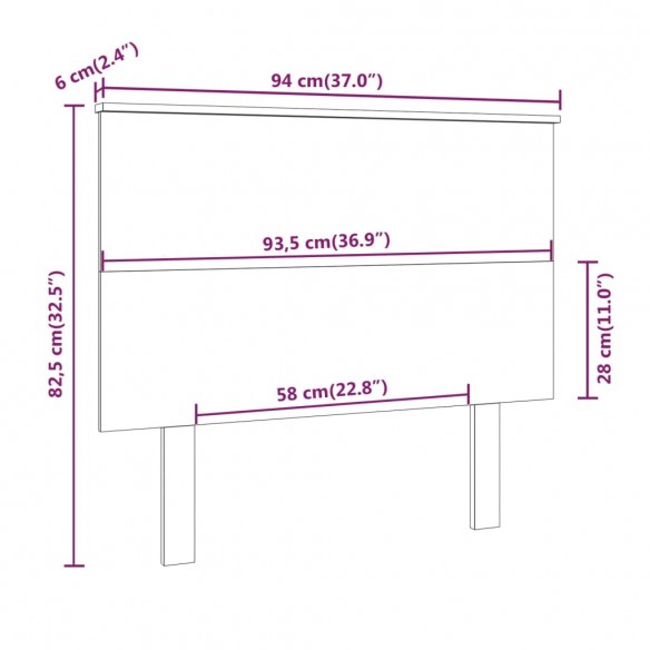 Tête de lit Gris 94x6x82,5 cm Bois massif de pin