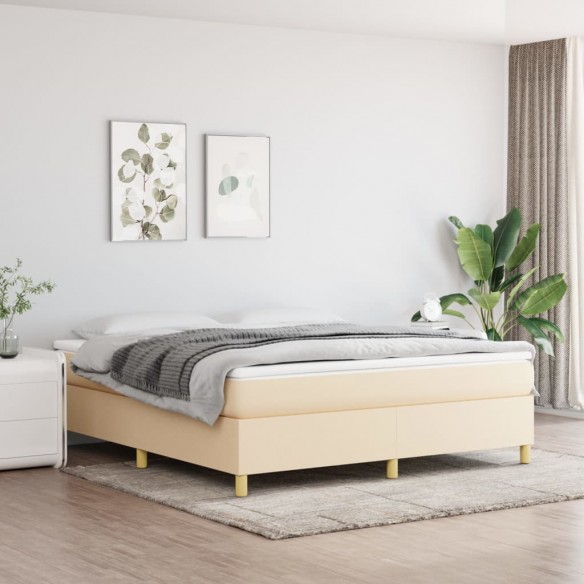 Cadre de lit avec matelas Crème 180x200 cm Tissu