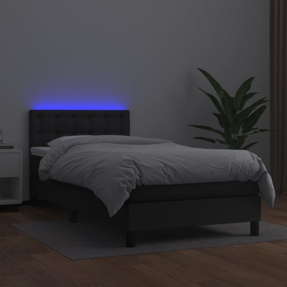 Cadre de lit avec matelas et LED Noir 100x200cm