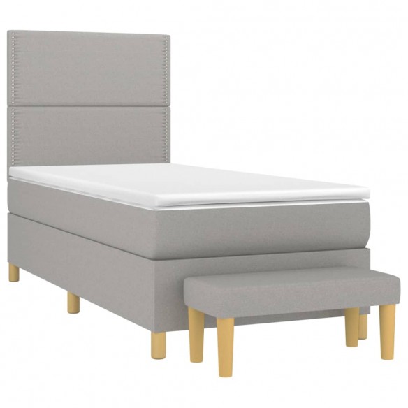 Sommier à lattes de lit avec matelas Gris clair 100x200cm Tissu