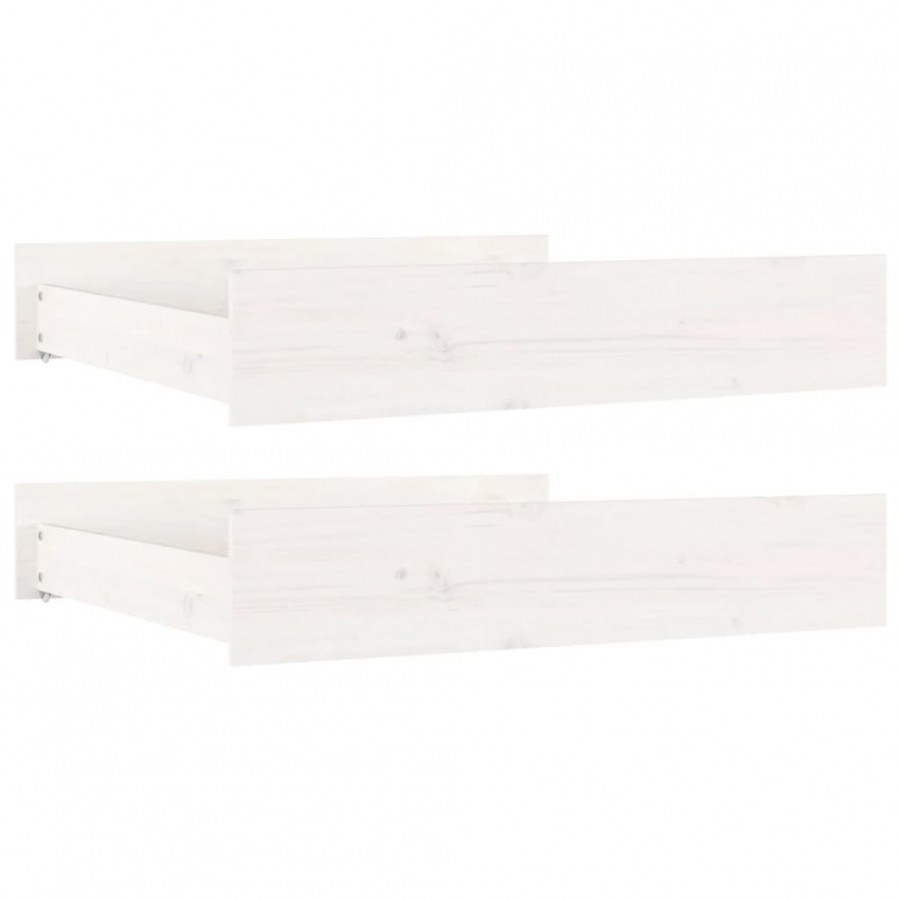 Tiroirs de lit 2 pcs blanc Bois de pin massif Tiroirs de lit 2 pcs blanc Bois de pin massif