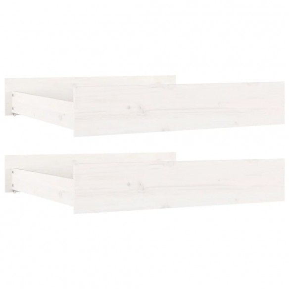 Tiroirs de lit 2 pcs blanc Bois de pin massif