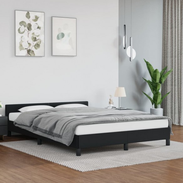 Cadre de lit avec tête de lit Noir 140x190 cm Similicuir