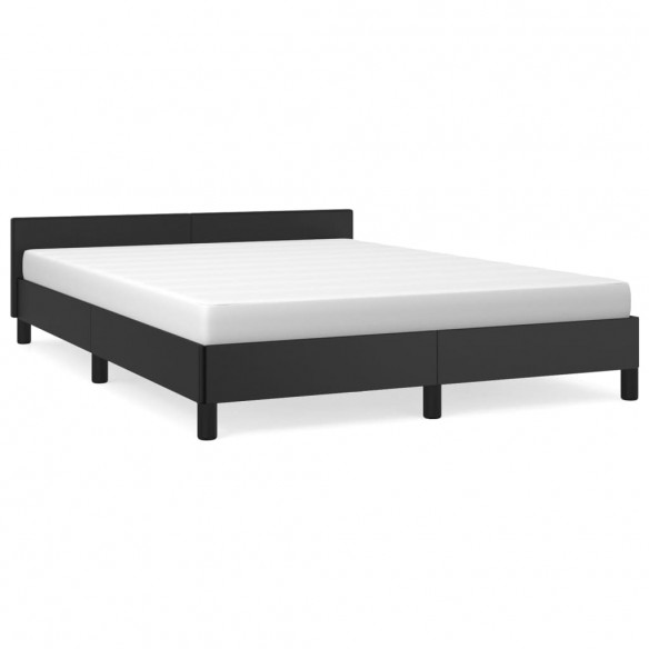 Cadre de lit avec tête de lit Noir 140x190 cm Similicuir