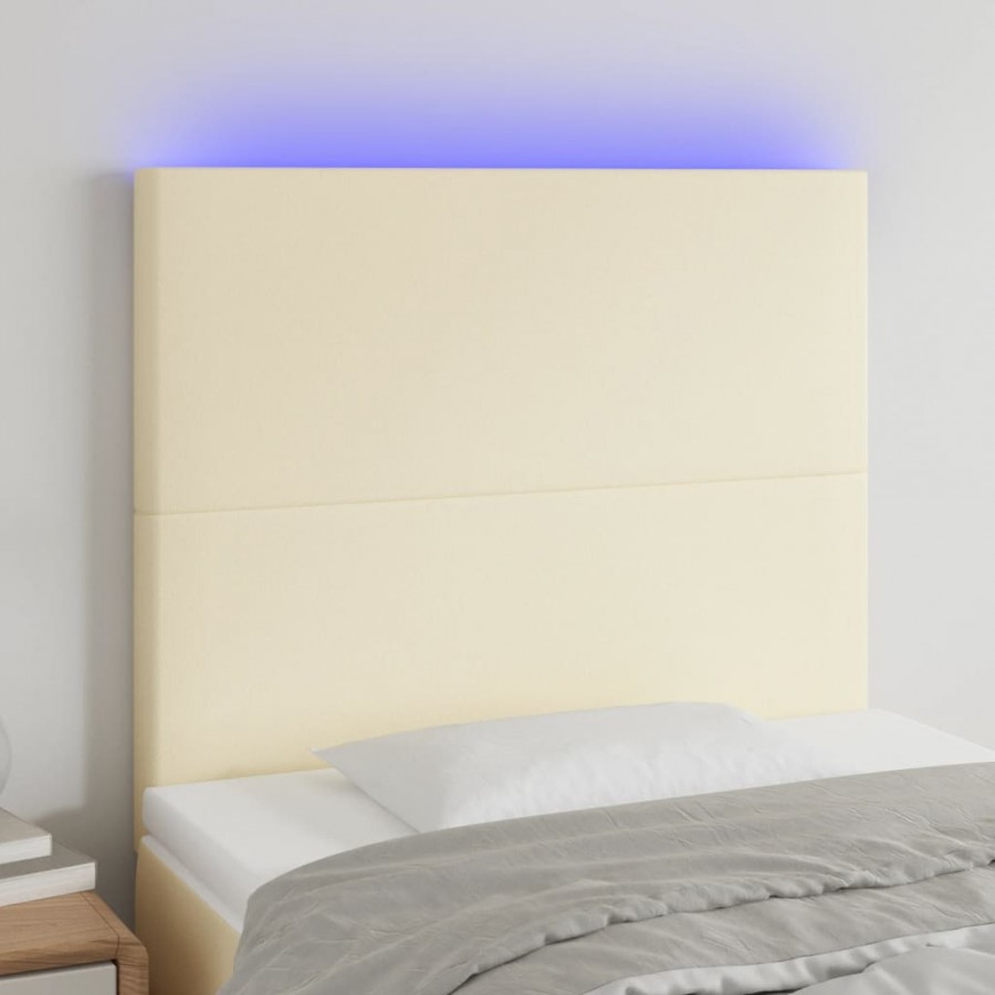 Tête de lit à LED Crème 100x5x118/128 cm Similicuir