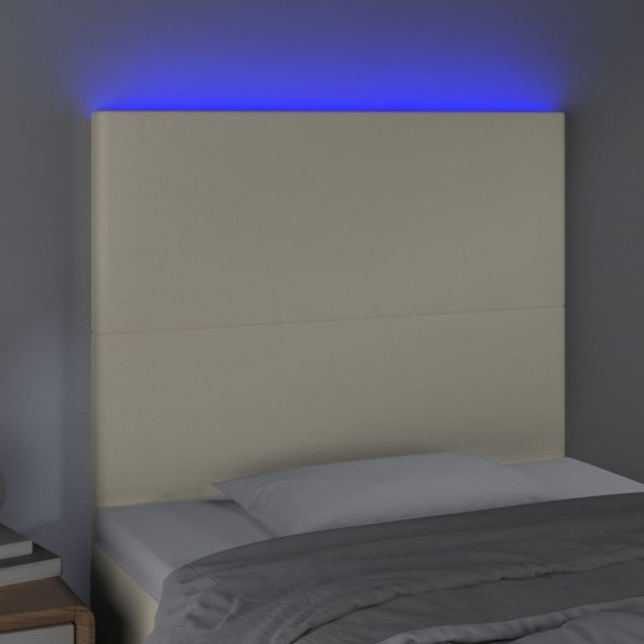 Tête de lit à LED Crème 100x5x118/128 cm Similicuir