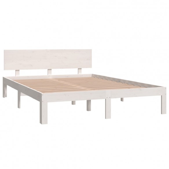 Cadre de lit Blanc Bois de pin massif 140x200 cm