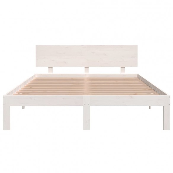 Cadre de lit Blanc Bois de pin massif 140x200 cm