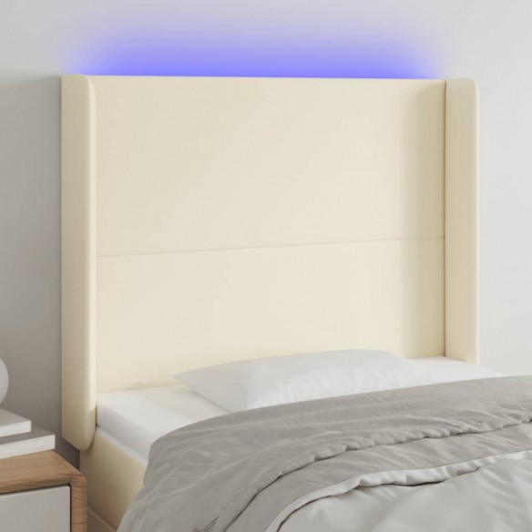 Tête de lit à LED Crème 103x16x118/128 cm Similicuir