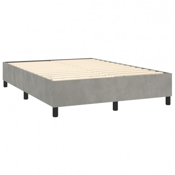 Sommier à lattes de lit matelas et LED Gris clair 140x200 cm