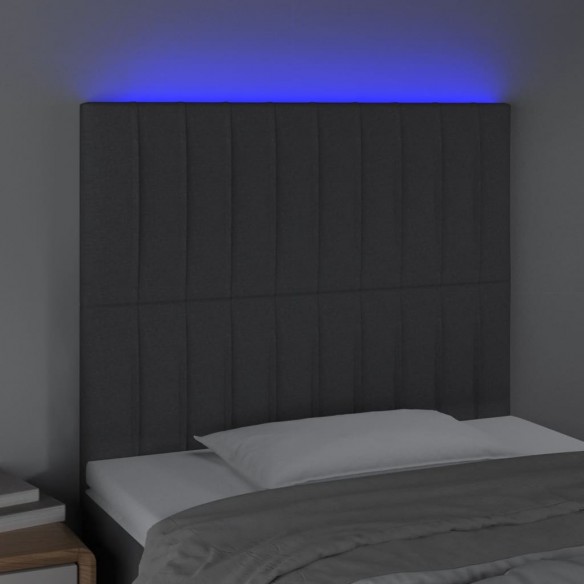 Tête de lit à LED Gris foncé 100x5x118/128 cm Tissu