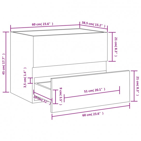 Armoire de lavabo Sonoma gris 60x38,5x45 cm Bois d'ingénierie