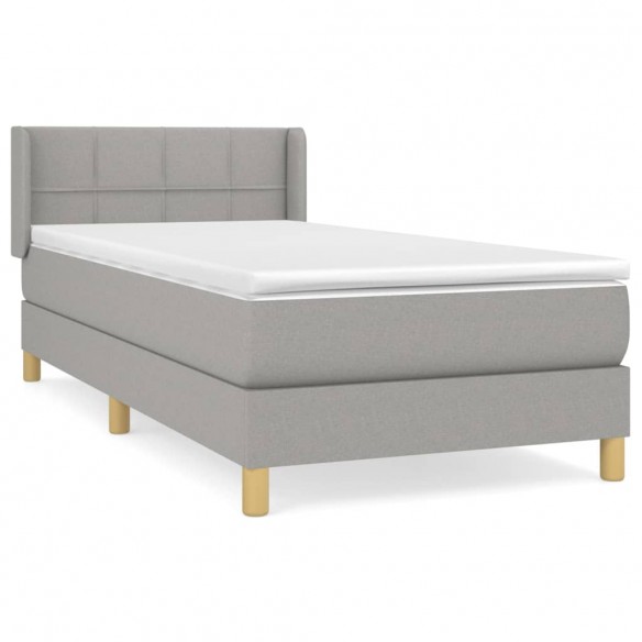 Sommier à lattes de lit avec matelas Gris clair 100x200cm Tissu