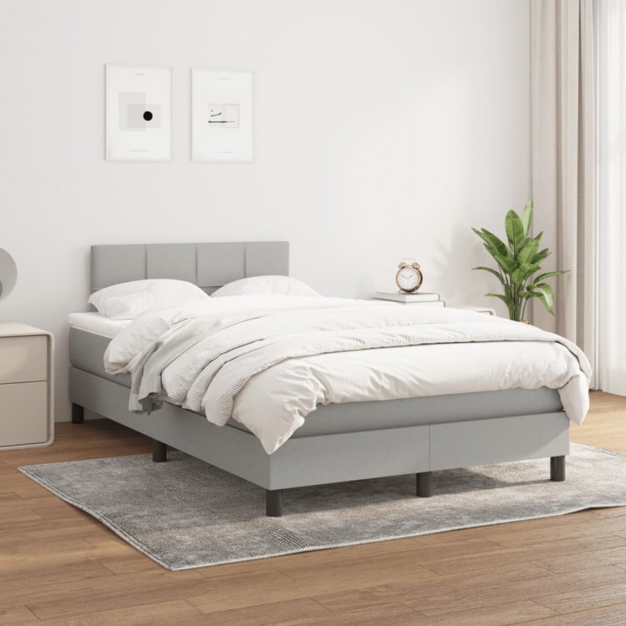 Sommier à lattes de lit avec matelas Gris clair 120x200cm Tissu