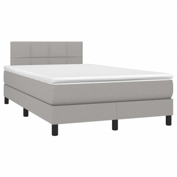 Cadre de lit avec matelas Gris clair 120x200cm Tissu