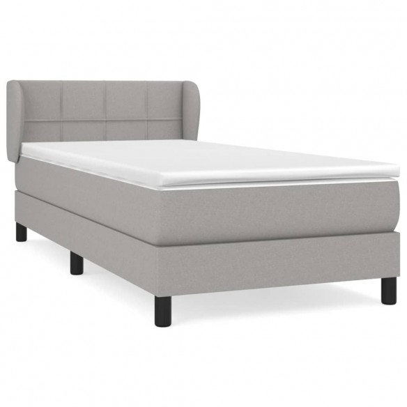 Cadre de lit avec matelas Gris clair 100x200cm Tissu