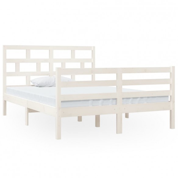 Cadre de lit Blanc Bois massif 135x190 cm Double