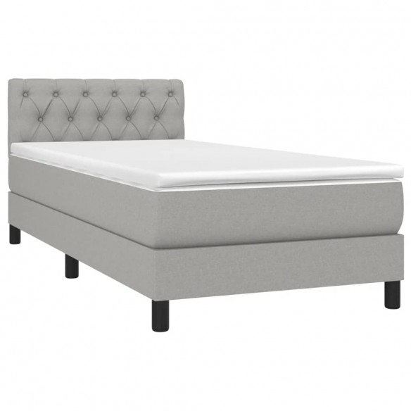 Cadre de lit avec matelas Gris clair 80x200 cm Tissu