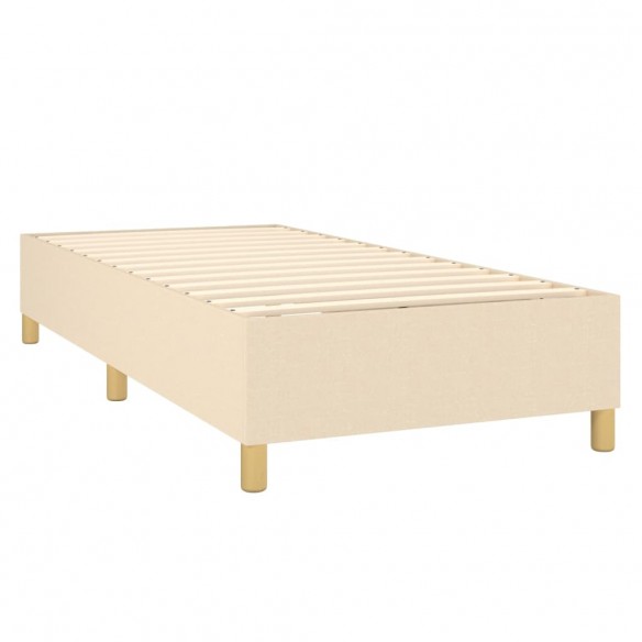 Sommier à lattes de lit et matelas et LED Crème 100x200cm Tissu