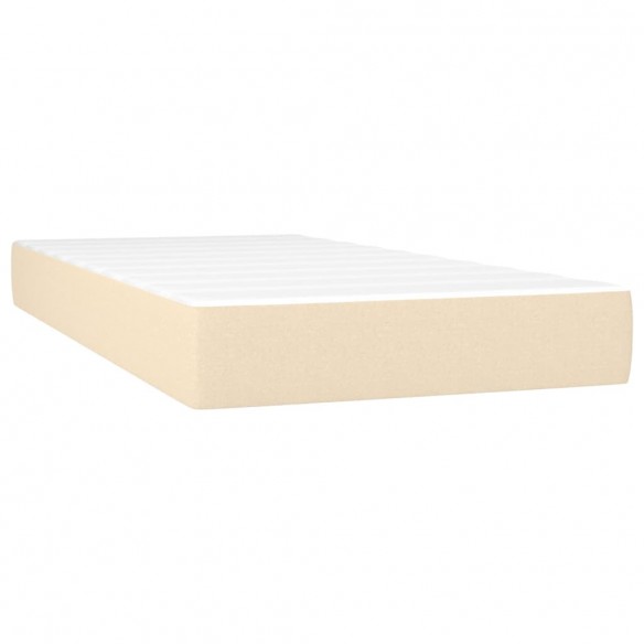 Sommier à lattes de lit et matelas et LED Crème 100x200cm Tissu