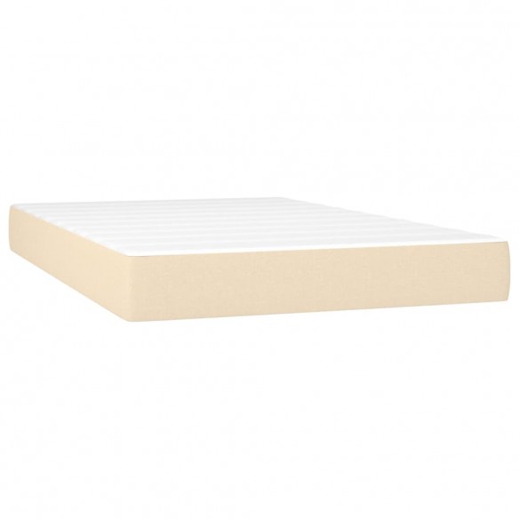 Cadre de lit et matelas et LED Crème 120x200cm Tissu